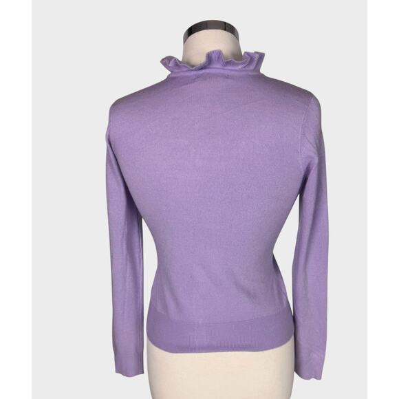 New York & Company Womens Small Light Purple Ruffled Cardigan Sweater - Picture 6 of 7